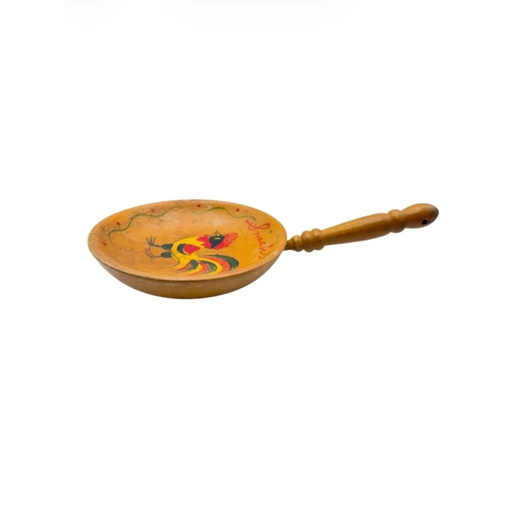 Vintage Hand Painted Wooden Rooster Scoop 